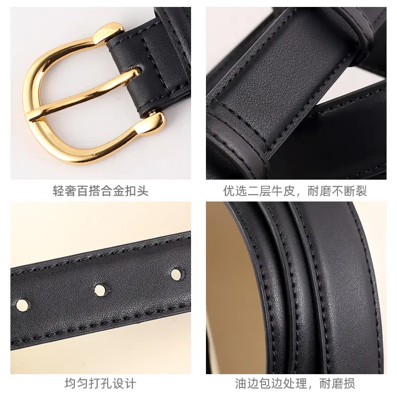 Women's Genuine Leather Belt with Gold Buckle 3 Colors - Image 6