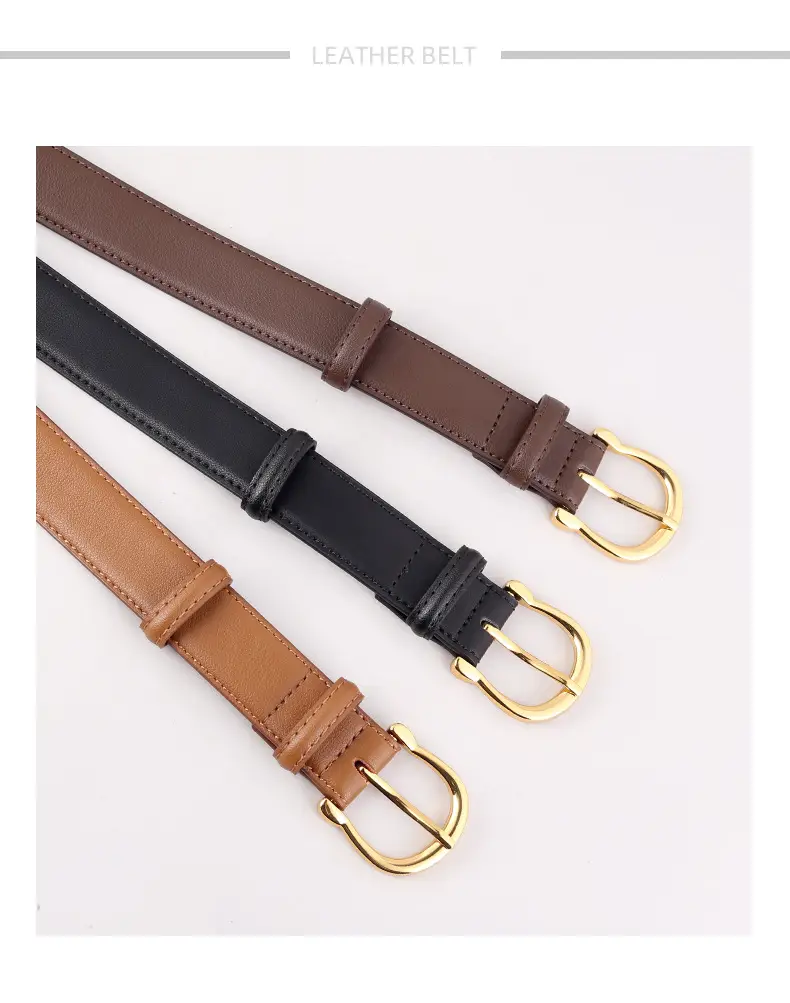 Women's Genuine Leather Belt with Gold Buckle 3 Colors — feature 24