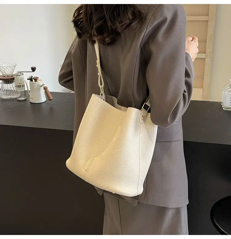 Black Lychee Pattern Bucket Bag for Women 2024 — feature 46