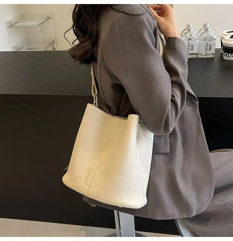 Black Lychee Pattern Bucket Bag for Women 2024 — feature 48