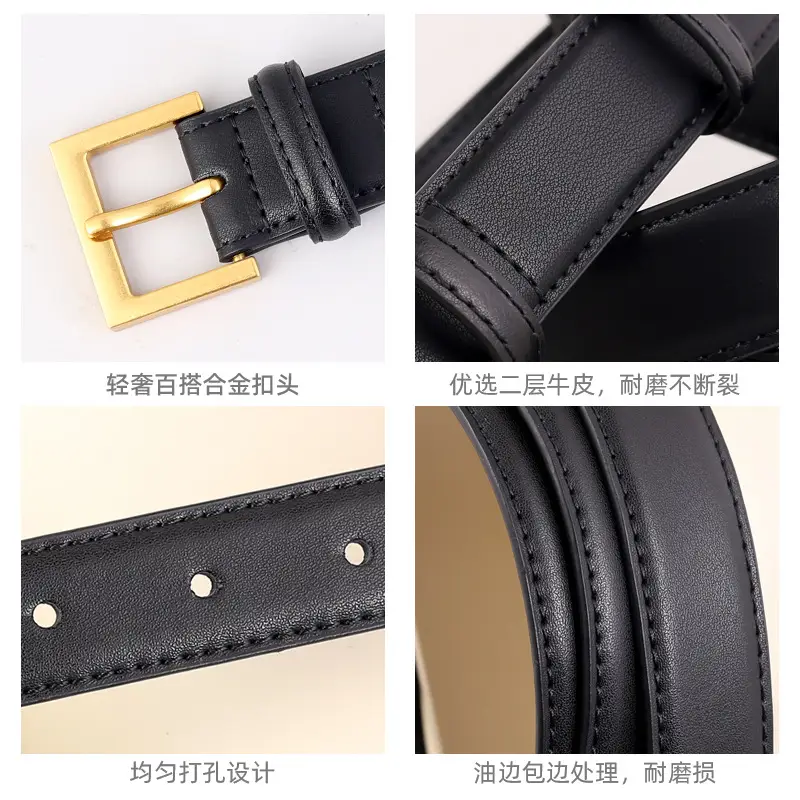 Black Leather Belt for Women High-End Decorative - Image 9