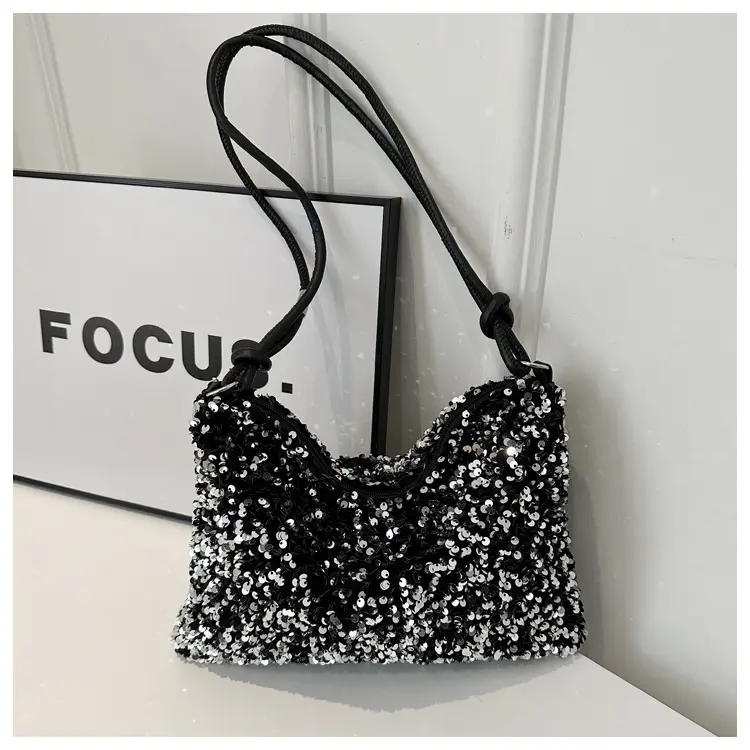 Black Sequin Shoulder Bag Women 2024 - Image 2