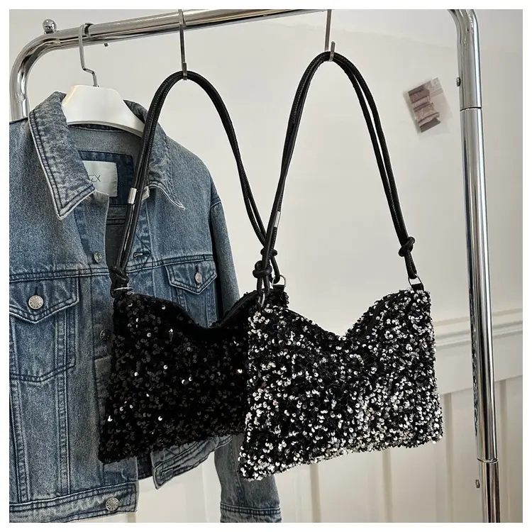 Black Sequin Shoulder Bag Women 2024 - Image 3