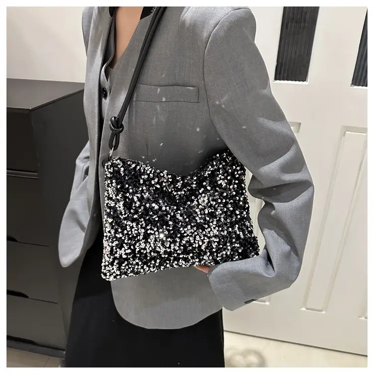 Black Sequin Shoulder Bag Women 2024 - Image 5