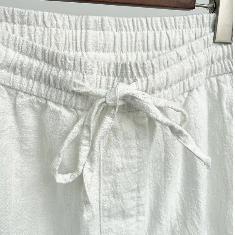Men Cotton Linen Grey Nine Point Pants - Image 9