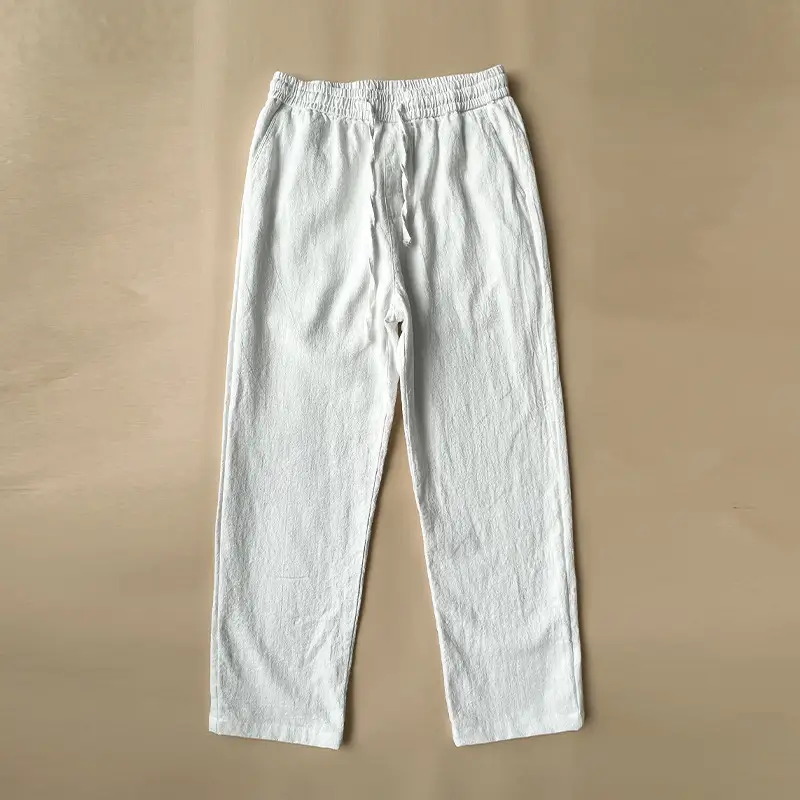Men Cotton Linen Grey Nine Point Pants - Image 2