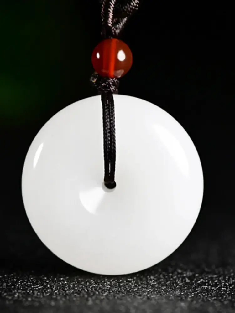 Natural Xinjiang Hetian Jade White Jade Safety Buckle Pendant