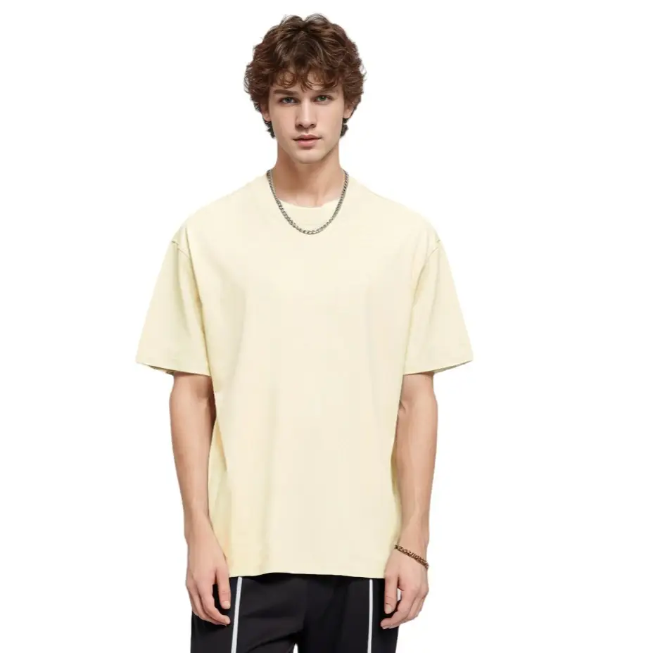 Men's 220g Cotton Short Sleeve T-Shirt Cream
