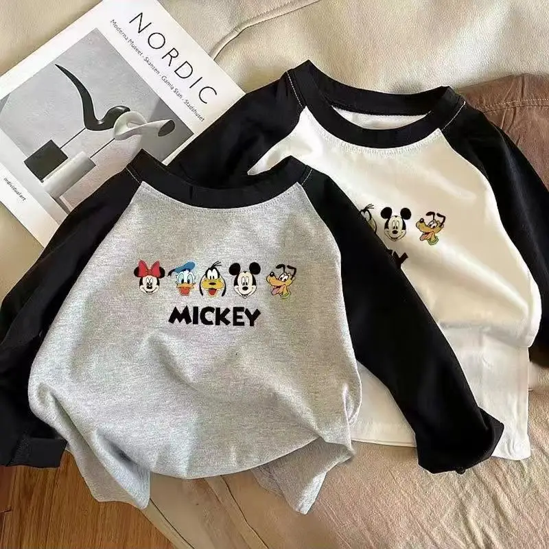 Mickey Mouse Cotton Long Sleeve T-Shirt Grey Black