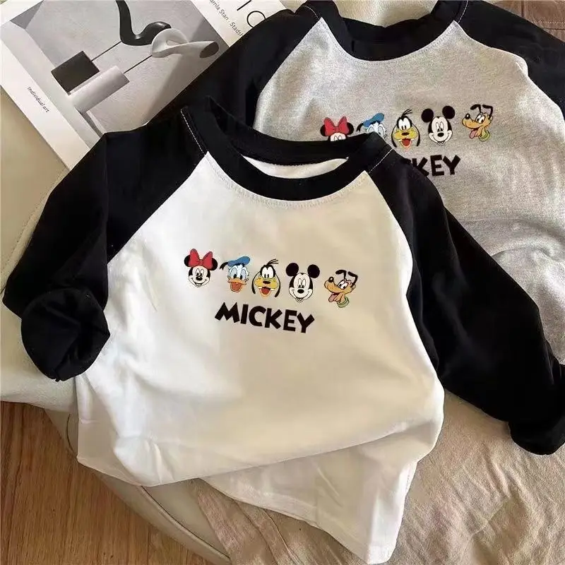 Mickey Mouse Cotton Long Sleeve T-Shirt Grey Black — feature 1