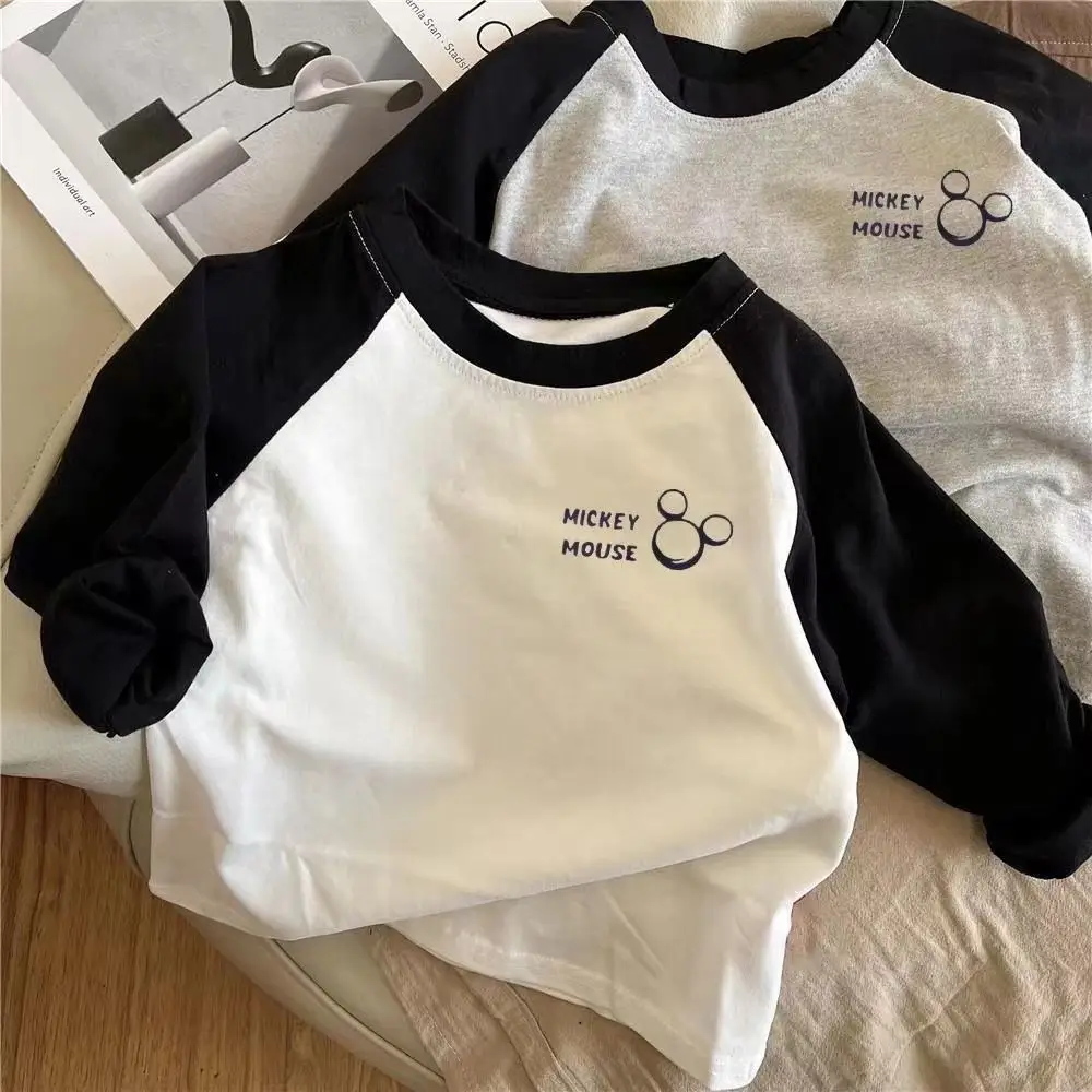 Mickey Mouse Cotton Long Sleeve T-Shirt Grey Black — feature 17
