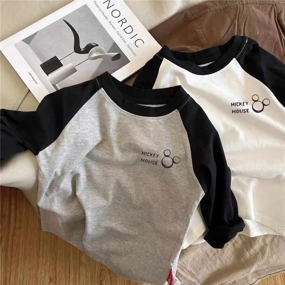 Mickey Mouse Cotton Long Sleeve T-Shirt Grey Black — feature 18