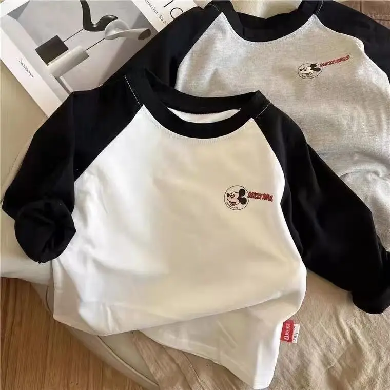 Mickey Mouse Cotton Long Sleeve T-Shirt Grey Black — feature 4