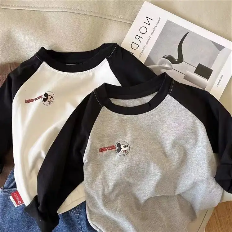Mickey Mouse Cotton Long Sleeve T-Shirt Grey Black — feature 6