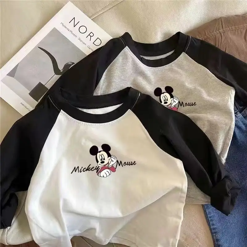 Mickey Mouse Cotton Long Sleeve T-Shirt Grey Black — feature 8