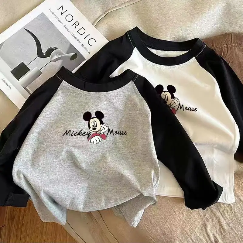 Mickey Mouse Cotton Long Sleeve T-Shirt Grey Black — feature 9