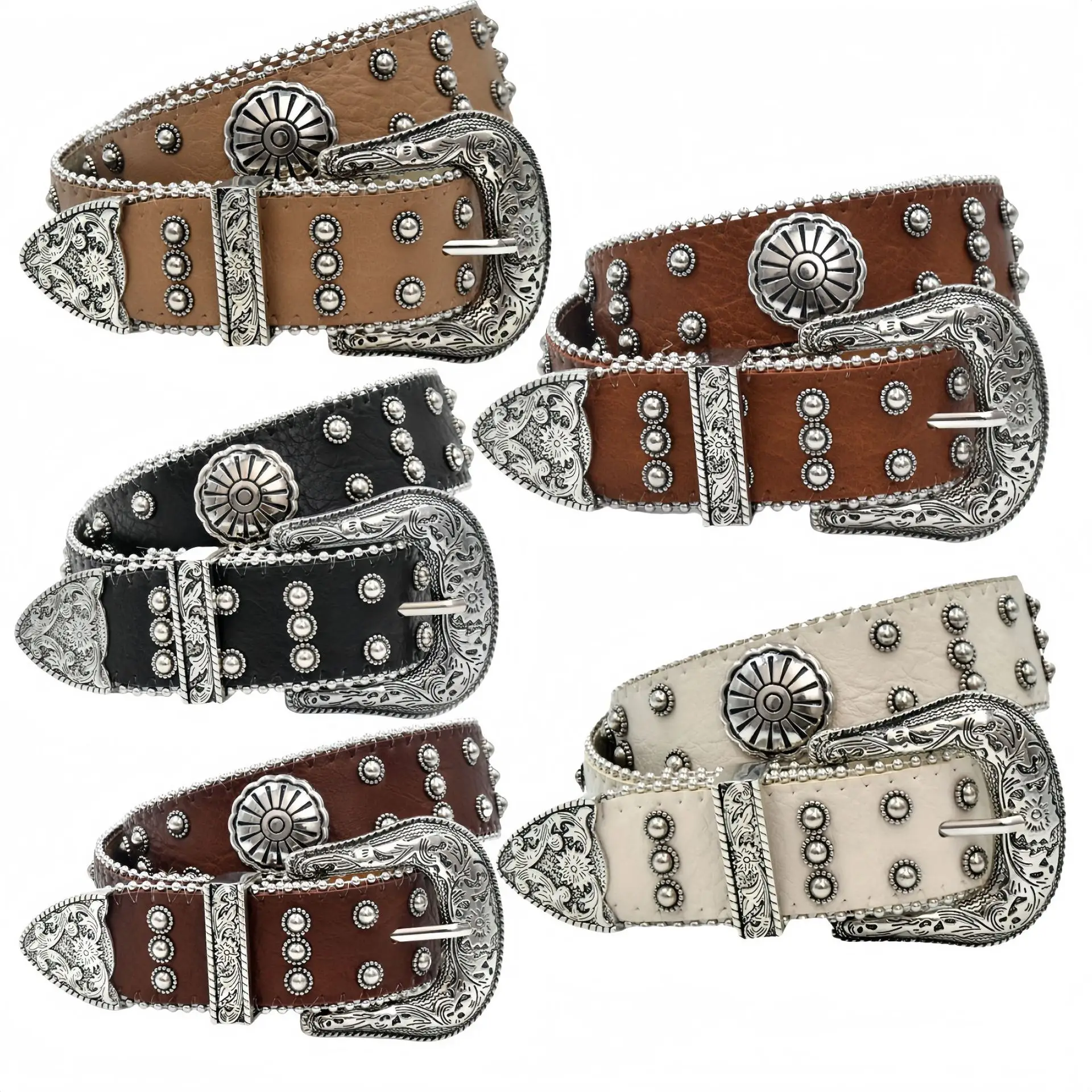 Western Denim Belt with Punk Rivet Y2K Design - Image 5
