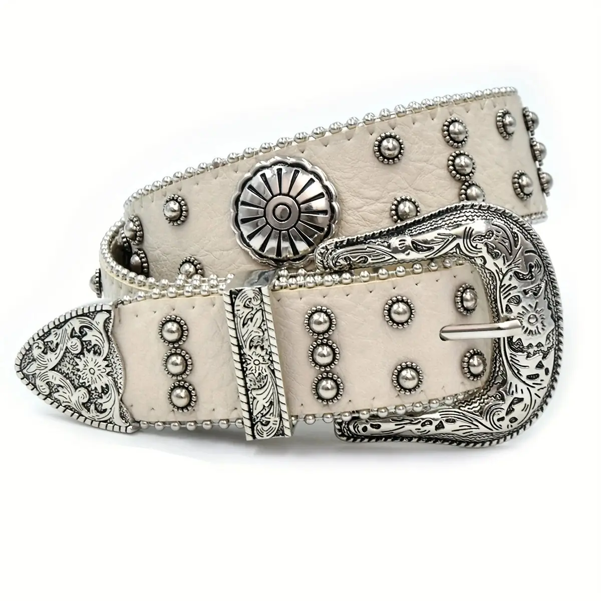 Western Denim Belt with Punk Rivet Y2K Design - Image 2