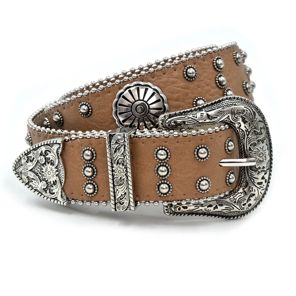 Western Denim Belt with Punk Rivet Y2K Design - Image 3