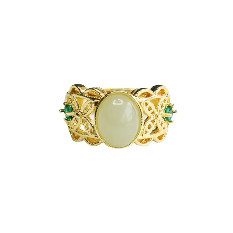 Guan Yu Jade Claw Ring Clear Water Gold Set - Image 6