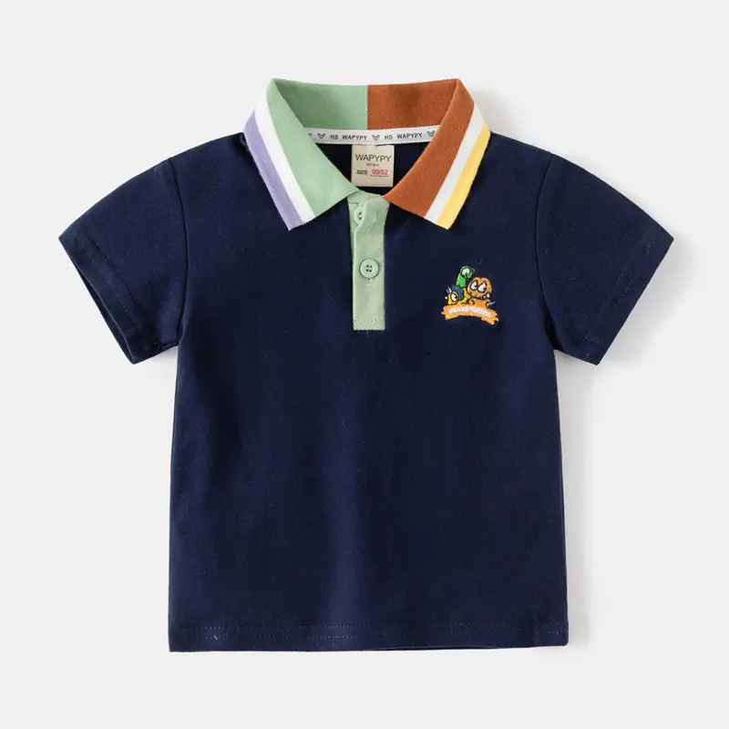 Kids Polo Shirt Navy Blue Korean Style 2026 - Image 2