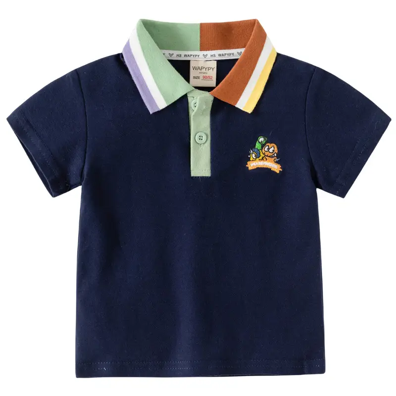 Kids Polo Shirt Navy Blue Korean Style 2026 - Image 5