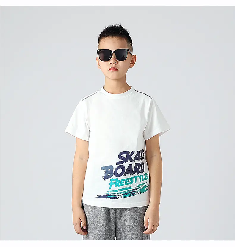 Kids Star Board T-Shirt White Summer Casual — feature 46