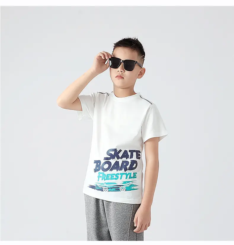 Kids Star Board T-Shirt White Summer Casual — feature 47