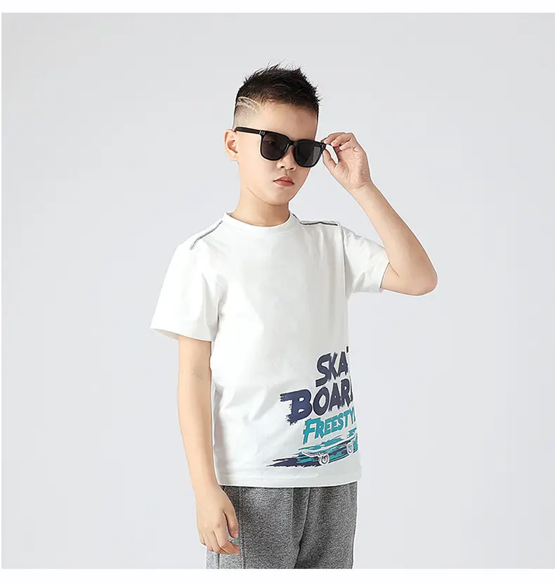 Kids Star Board T-Shirt White Summer Casual — feature 48