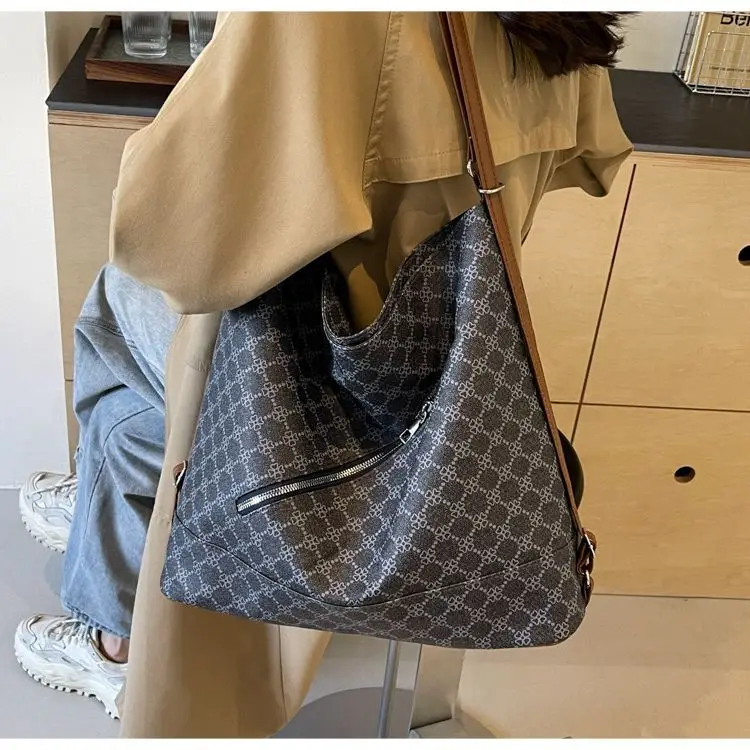 Retro Large Capacity Women's Tote Bag Brown Beige — feature 12