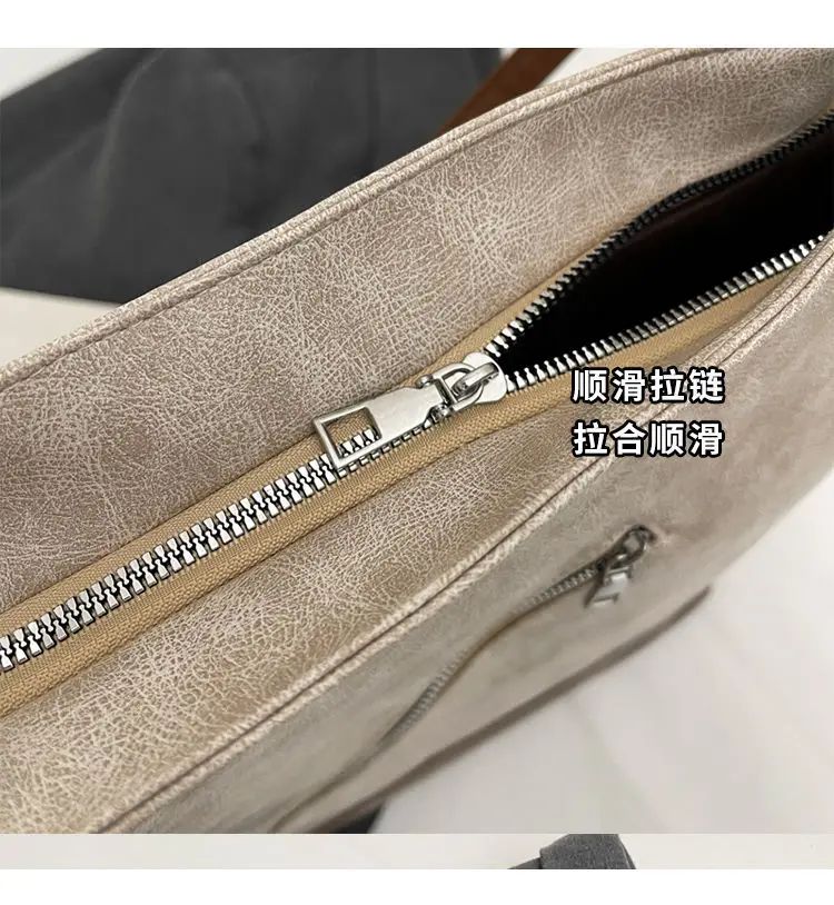 Retro Large Capacity Women's Tote Bag Brown Beige — feature 4