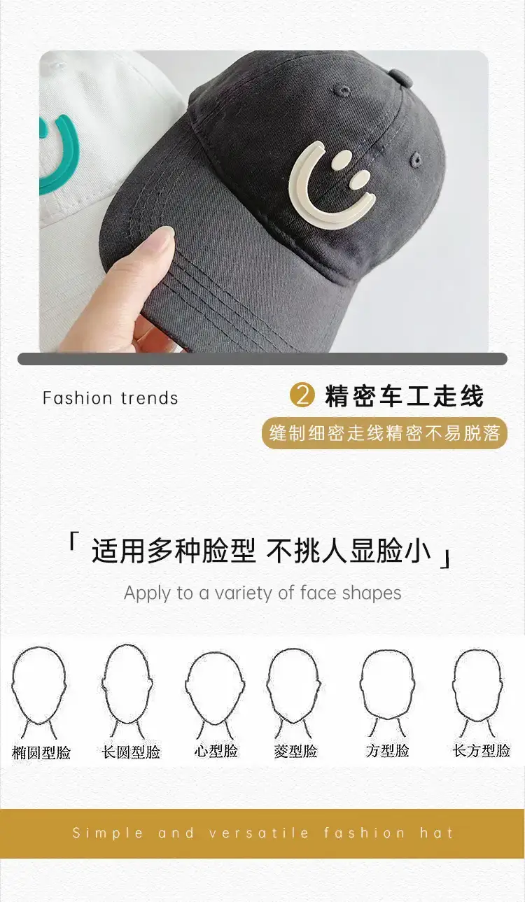Pink Smiley Face Baseball Cap for Women — feature 23