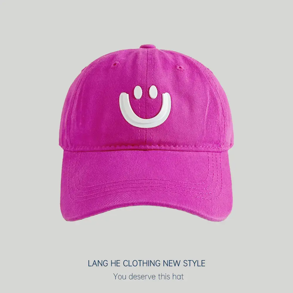 Pink Smiley Face Baseball Cap for Women - Image 13