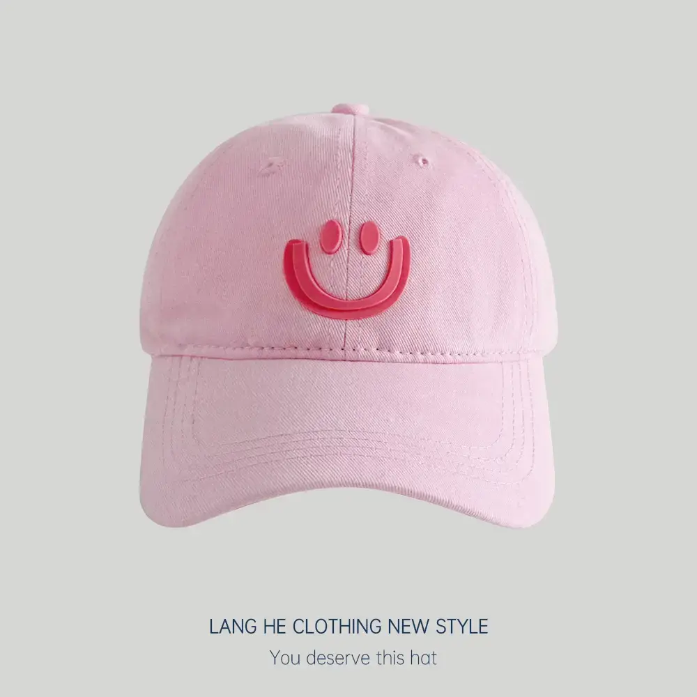 Pink Smiley Face Baseball Cap for Women - Image 3