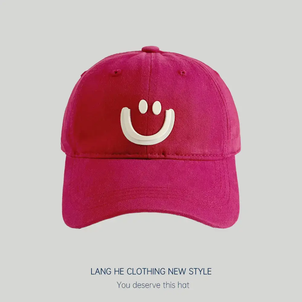 Pink Smiley Face Baseball Cap for Women - Image 6