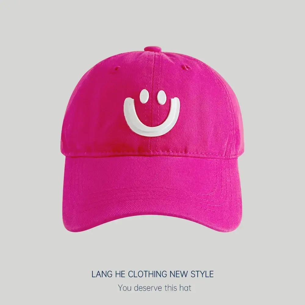 Pink Smiley Face Baseball Cap for Women - Image 9