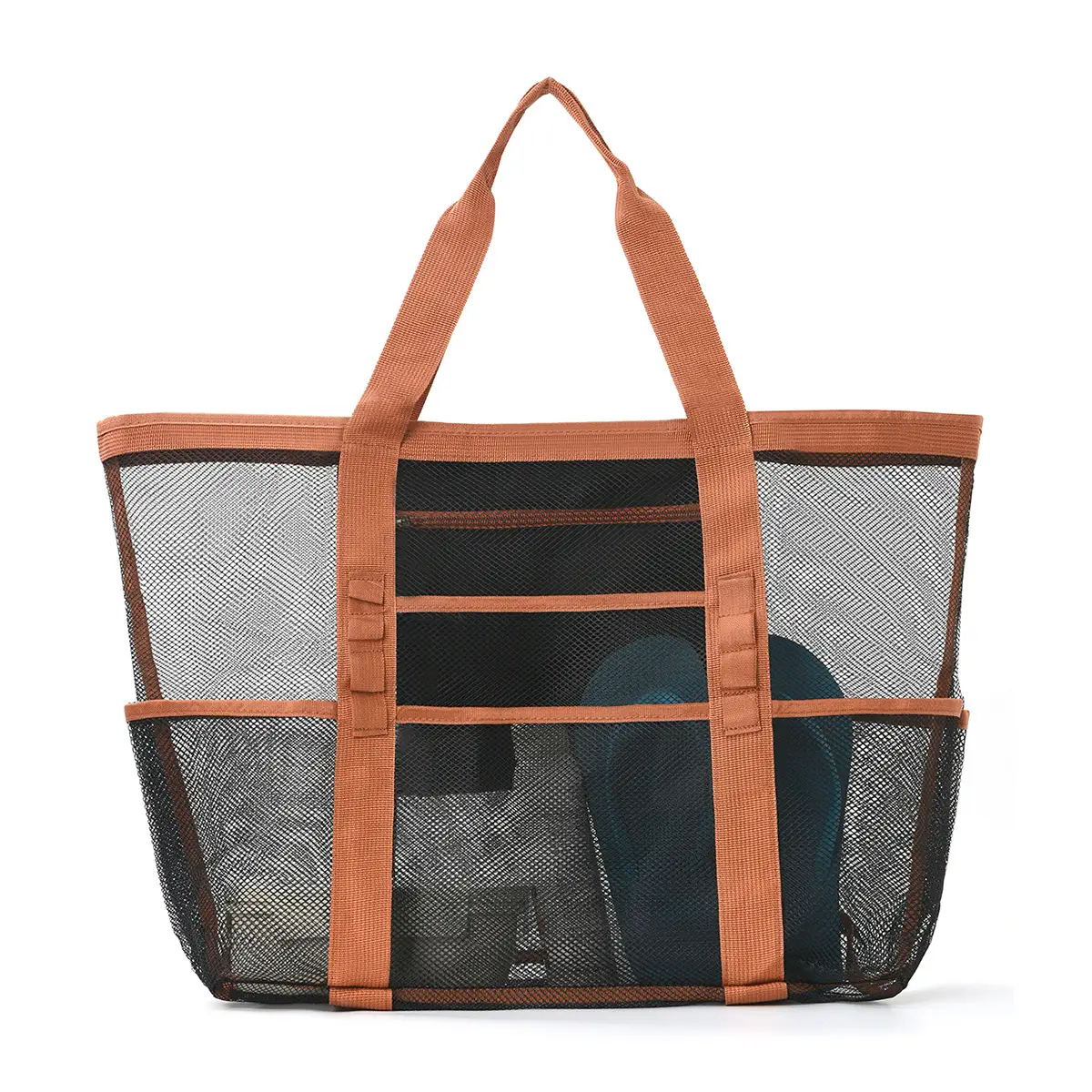 Large Capacity Mesh Swimming Bag with Palm Leaf Print