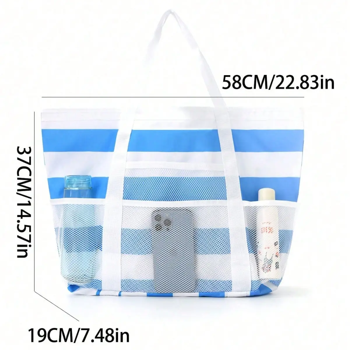 Large Capacity Mesh Swimming Bag with Palm Leaf Print