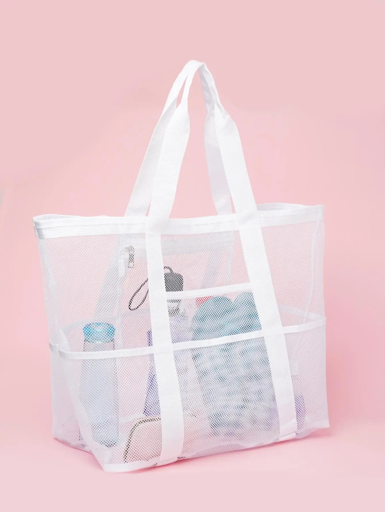 Large Capacity Mesh Swimming Bag with Palm Leaf Print