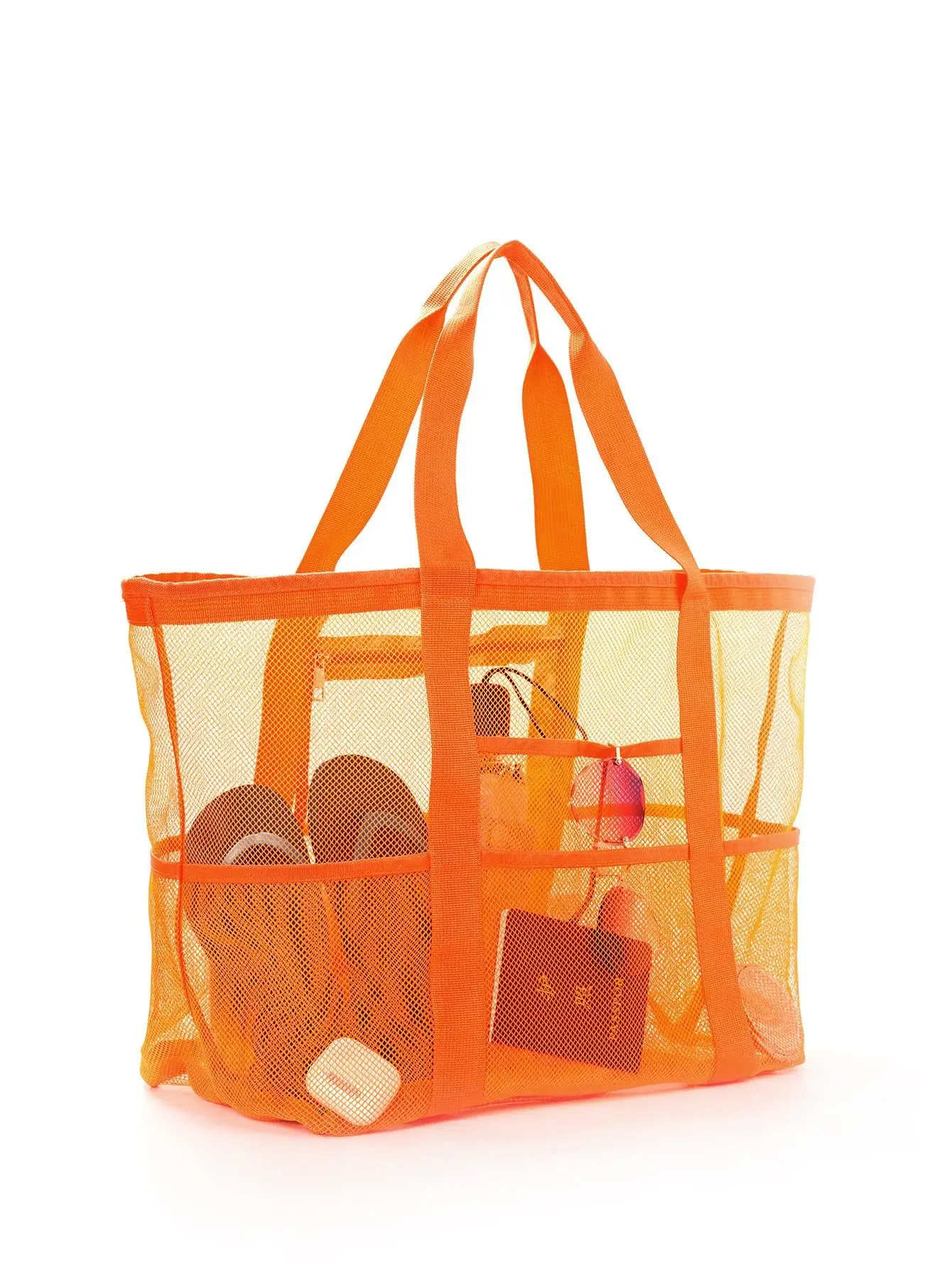 Large Capacity Mesh Swimming Bag with Palm Leaf Print