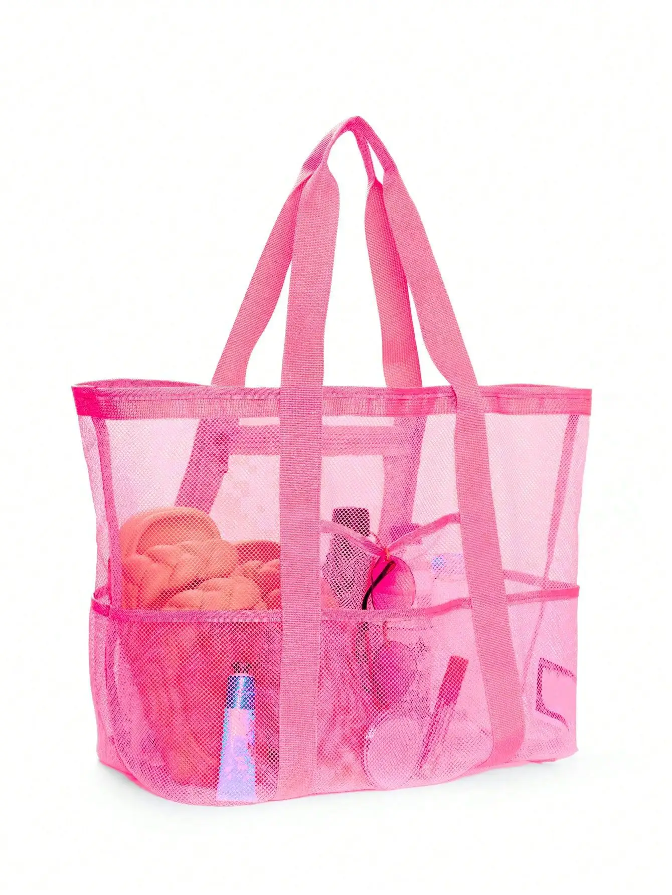 Large Capacity Mesh Swimming Bag with Palm Leaf Print