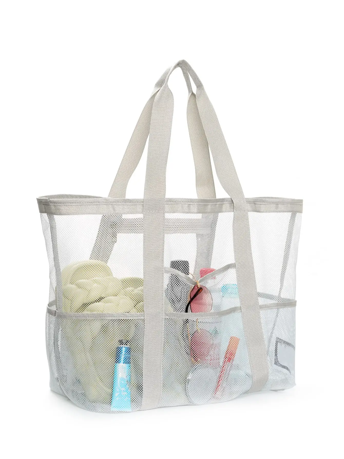 Large Capacity Mesh Swimming Bag with Palm Leaf Print