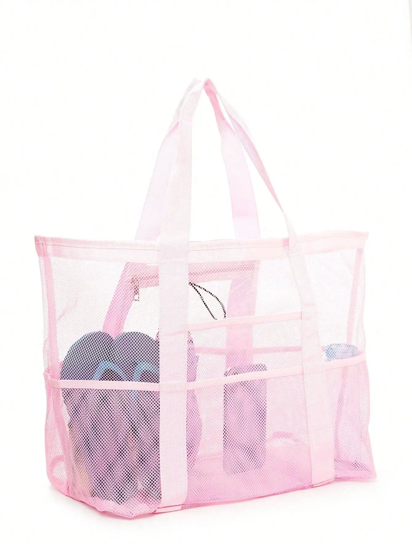 Large Capacity Mesh Swimming Bag with Palm Leaf Print