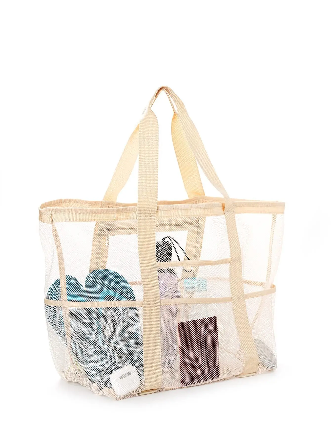 Large Capacity Mesh Swimming Bag with Palm Leaf Print