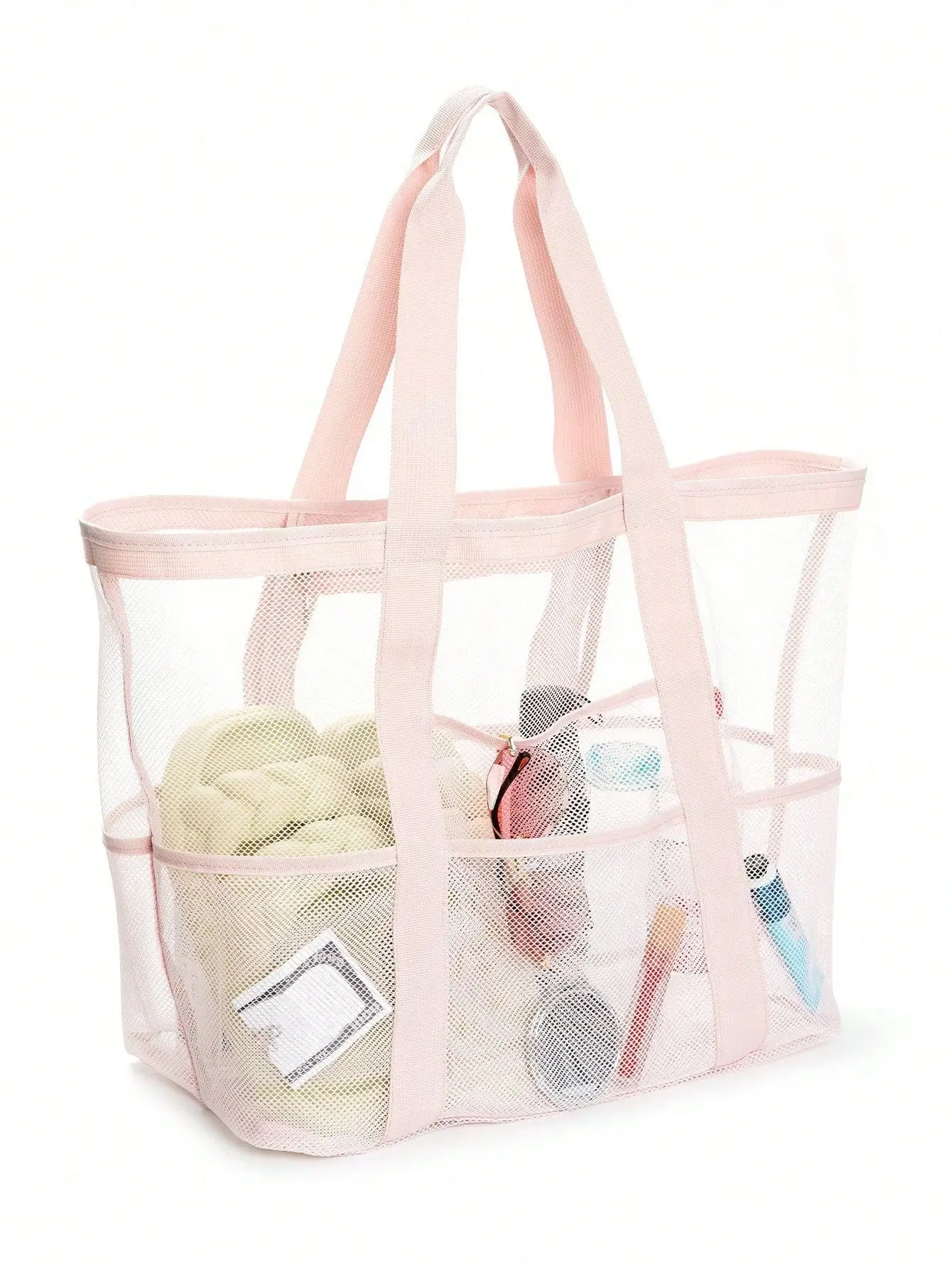 Large Capacity Mesh Swimming Bag with Palm Leaf Print