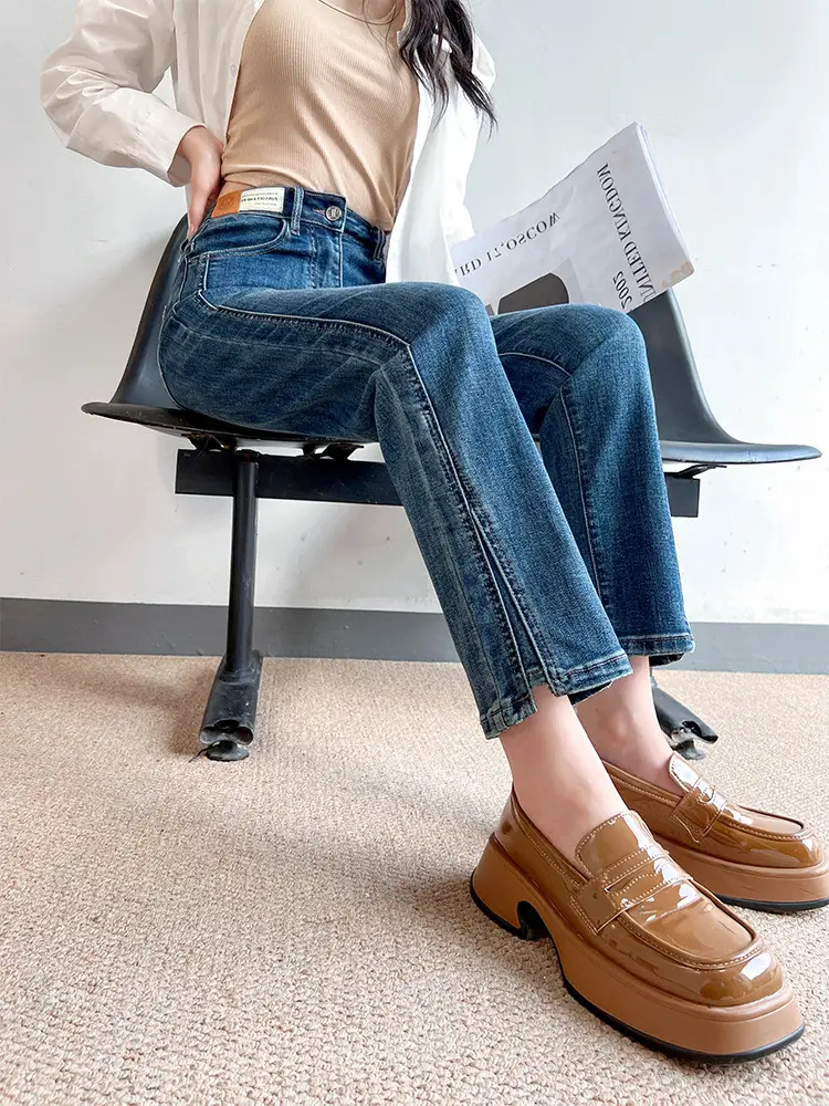 Pear-Shaped Straight-Leg Jeans Dark Blue Cropped High Waist