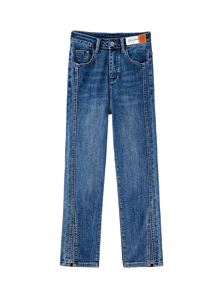 Pear-Shaped Straight-Leg Jeans Dark Blue Cropped High Waist