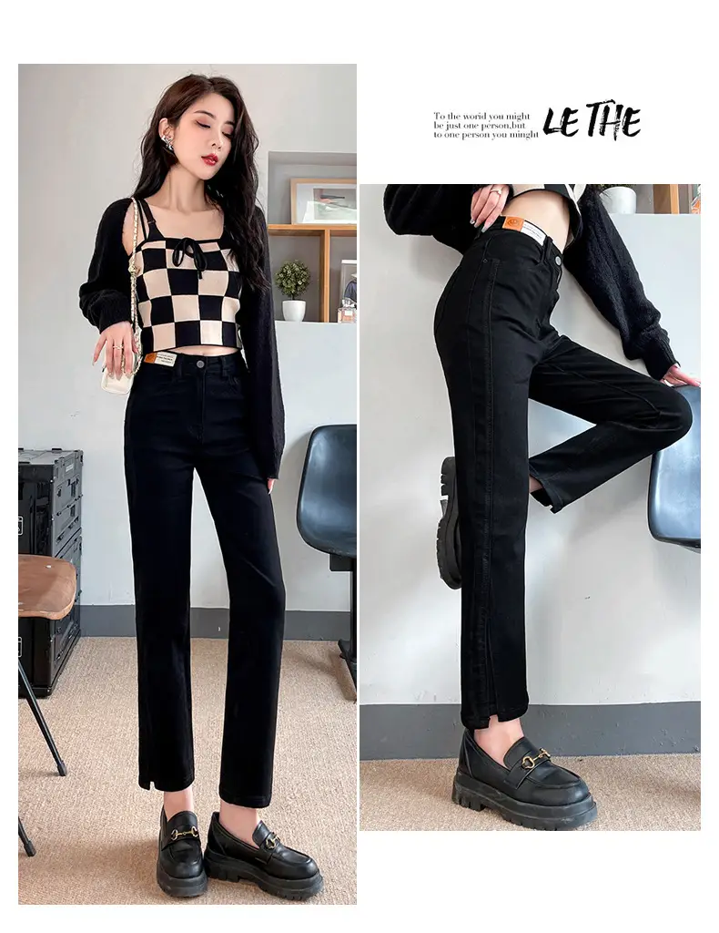 Pear-Shaped Straight-Leg Jeans Dark Blue Cropped High Waist — feature 19