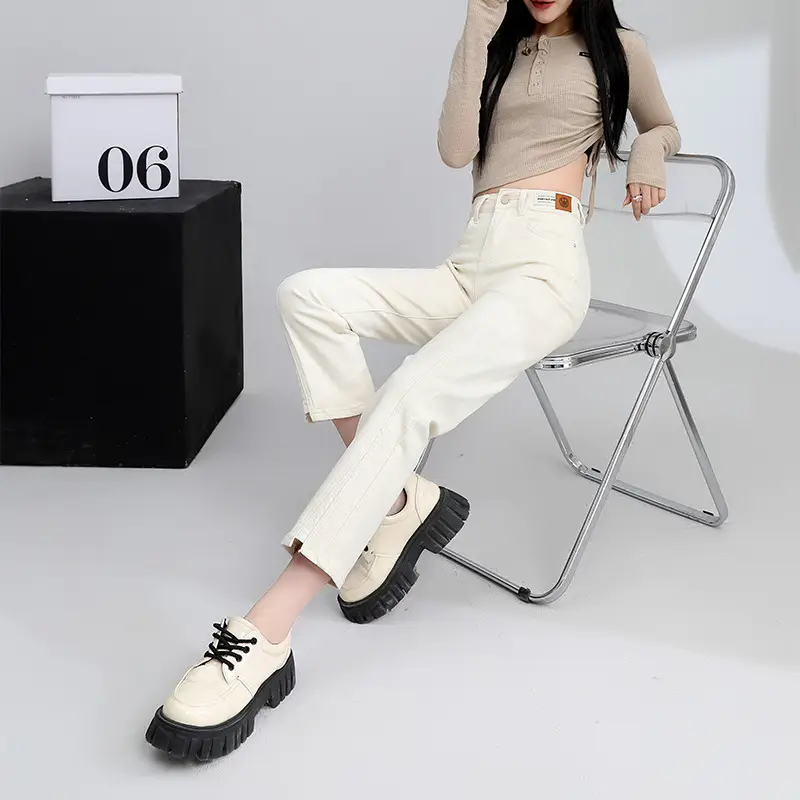 Pear-Shaped Straight-Leg Jeans Dark Blue Cropped High Waist