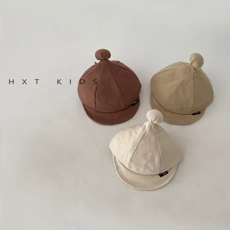 Baby Soft Brim Peaked Cap White Small Ball Western Style Sun Hat Infant Baby Spring Baseball Cap Tide - Image 8